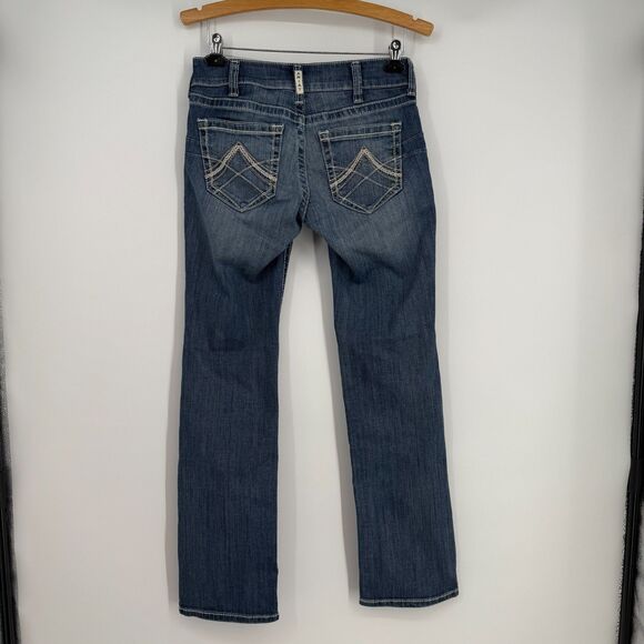Ariat Denim Mid Rise Straight Jeans Womens Size 27 SHORT Blue Cowgirl Western - Picture 7 of 11